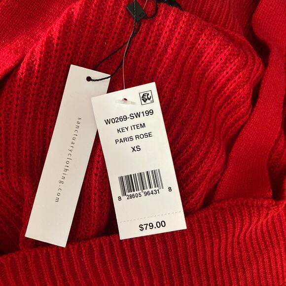 Sanctuary Sweater Womens XS Cold Shoulder Red New - Picture 7 of 14